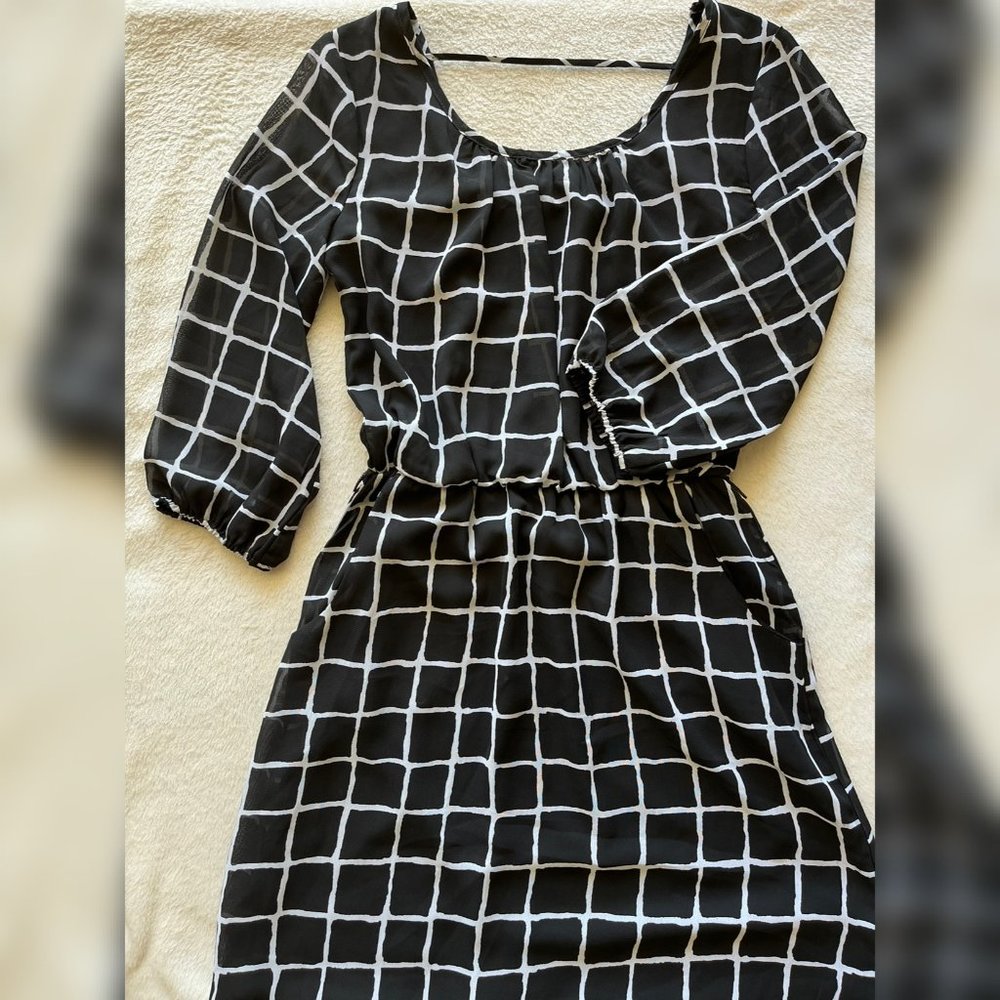 Three-Quarter Sleeve Black Dress